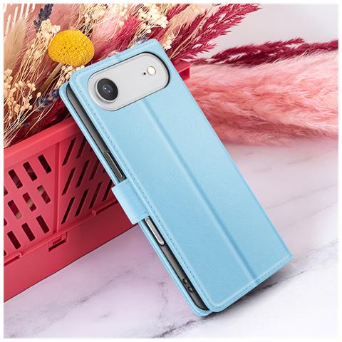 Custodia A Portafoglio Per Iphone 17 Air Funzione Supporto E Linguetta Magnetica, Azzurro - Foto 5