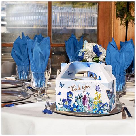 Scatole Regalo Con Farfalle Blu E Fiori 16x9x9 Cm 12 Pezzi - Foto 2