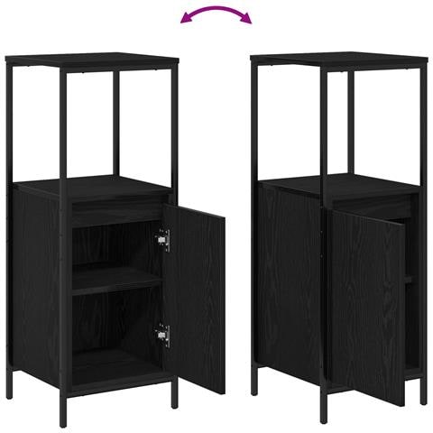 Set di Mobili da Bagno 3 Pezzi in Rovere Nero in Legno Ingegnerizzato - Foto 9