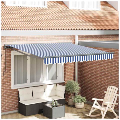 Tenda Retrattile Blu e Bianco 350x250 cm Tessuto - Foto 2