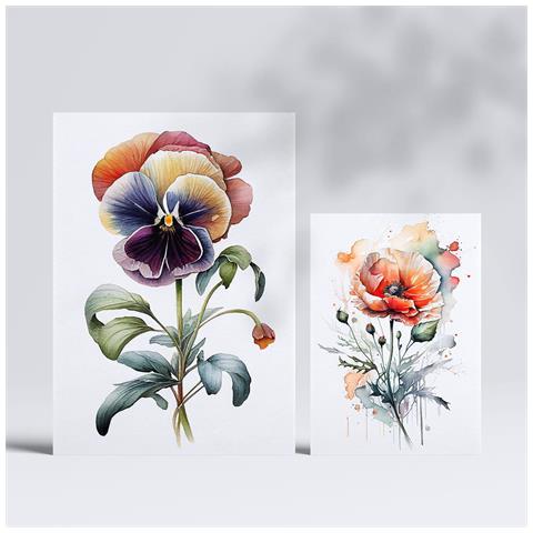 Set Di 6 Stampe Dark Flowers Stampe Naturalistiche E Botaniche A Colori Con Motivi Floreali Su Sfondi Bianchi Puri Design D'interni A3 & A4 Senza Cornice - Foto 2
