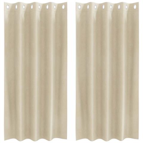 Tende con tende 2 pcs Crema 140 x 175 cm Velluto - Foto 1