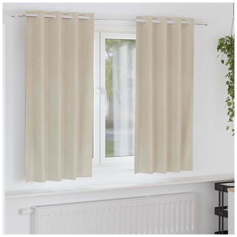 Tende con tende 2 pcs Crema 140 x 175 cm Velluto - Foto 2