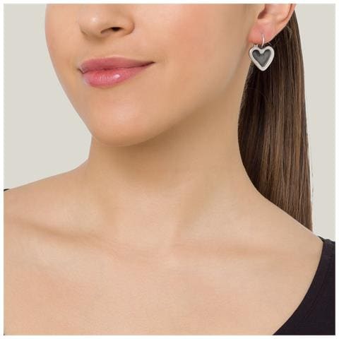 Orecchino A Bottone A Forma Di Cuore In Argento - Foto 2