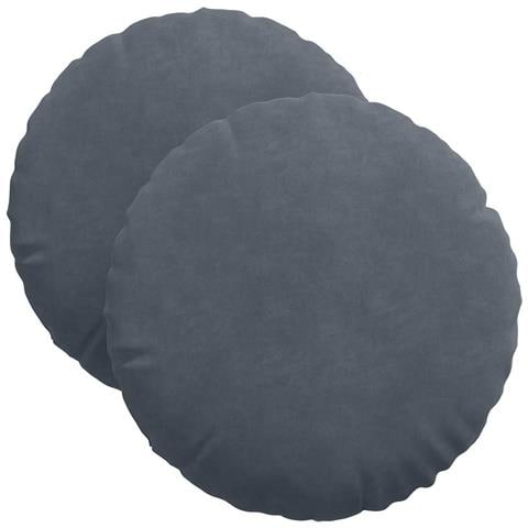Cuscini per Seduta 2 pcs Grigio scuro Ø 40 x 13 cm Velluto - Foto 1