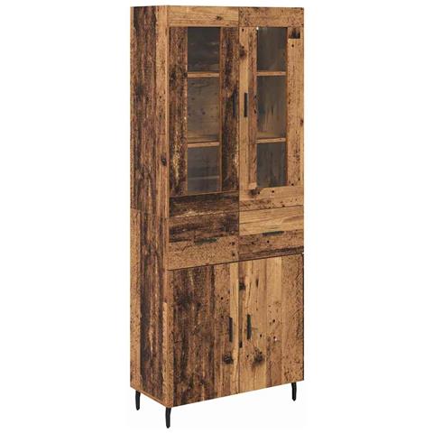 Credenza 2 pcs Legno vecchio Legno Stratificato e Vetro - Foto 1