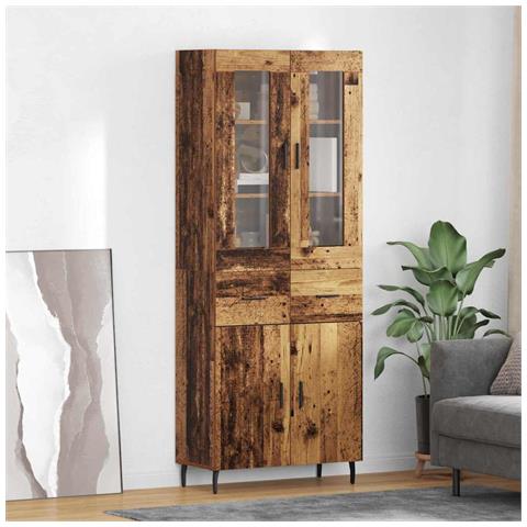 Credenza 2 pcs Legno vecchio Legno Stratificato e Vetro - Foto 2