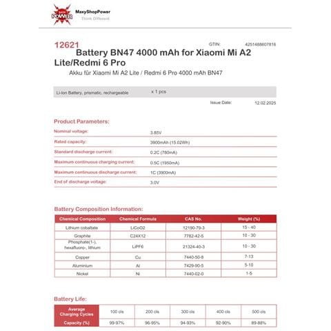 Oem Batteria Testata Ricambio Pari Originale Bn47 Per Xiaomi Redmi 6 - Redmi 6 Pro - Mi A2 Lite - Foto 2