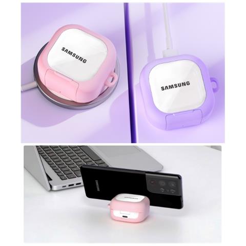 Custodia Protettiva Compatibile Con Samsung Buds4/4 Pro Con Penna Di Pulizia, Supporto Trasparente E Chiusura Di Sicurezza Purple - Foto 3