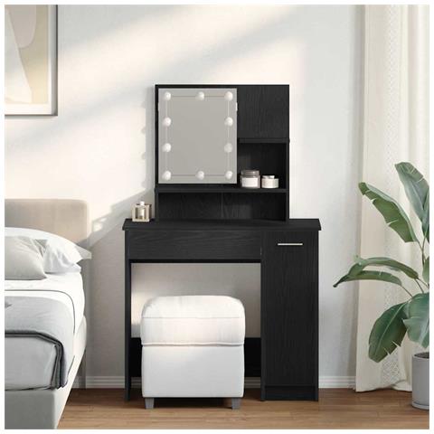Tavolo da Trucco con cassetto Rovere Nero 86,5 x 35 x 136 cm - Foto 2