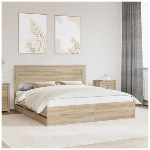 Struttura del letto con cassetto Rovere Sonoma 200 x 200 cm - Foto 2