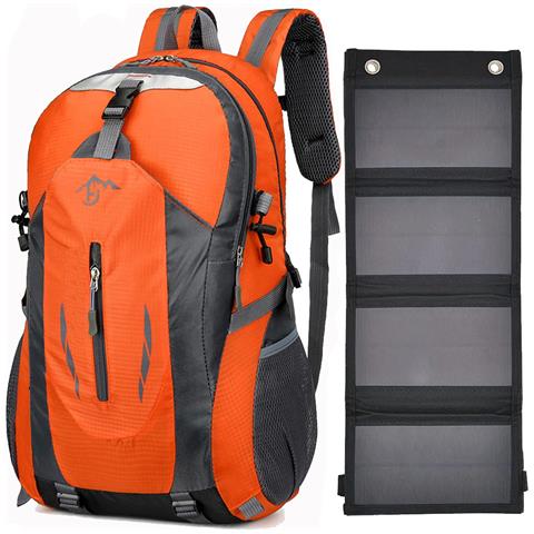 Zaino Con Pannello Solare 20w Usb 5v Zaino Trekking 40 Litri Impermeabile Per Escursionismo, Ciclismo, Moto, Travel Unisex Adulto (nero) - Foto 1