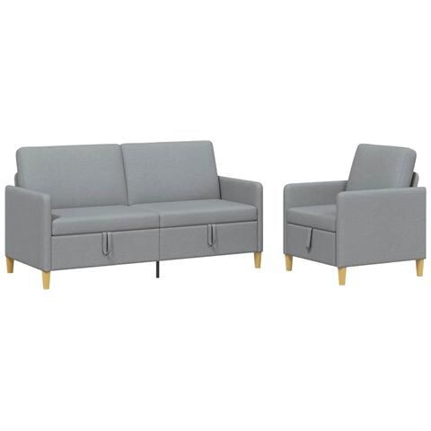 Set di Divani con Storage 2 pcs Grigio Chiaro Poliestere - Foto 1