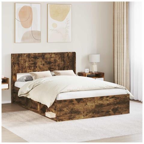 Struttura del letto con stoccaggio e testata Rovere Fumo - Foto 2