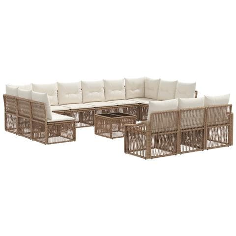 Set Divano da Giardino 14 pcs Beige polyrattan - Foto 1