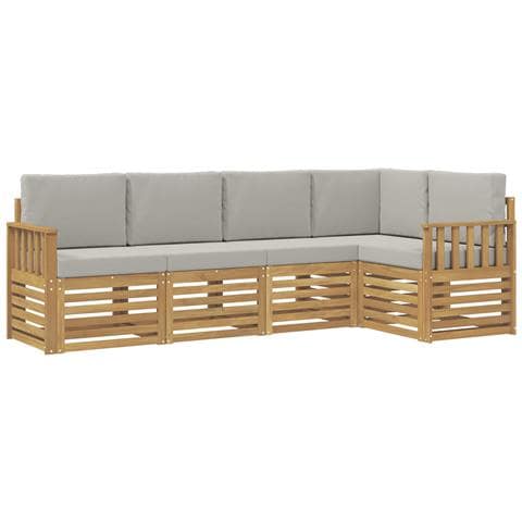 Set di divani da esterno 5 pcs Bianco e Grigio Chiaro - Foto 1