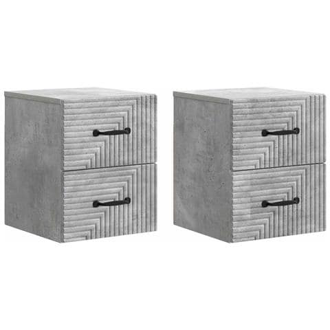 Mobiletto da notte a muro con cassetto 2 pcs Grigio Cemento - Foto 1