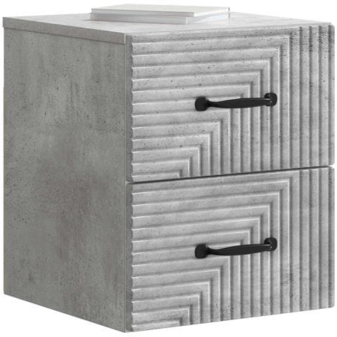 Mobiletto da notte a muro con cassetto 2 pcs Grigio Cemento - Foto 2