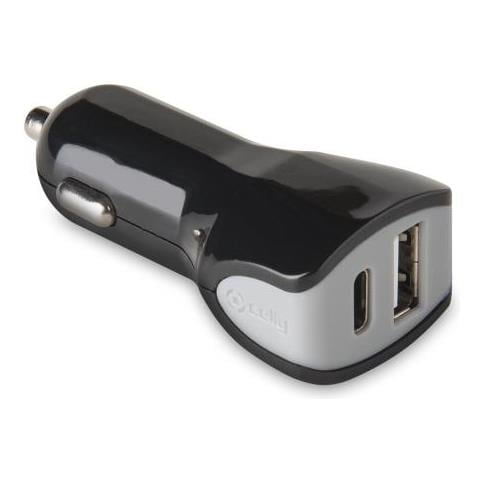 Caricabatterie per Auto Universale 2 Porte USB Tipo-C Colore Nero - Foto 1
