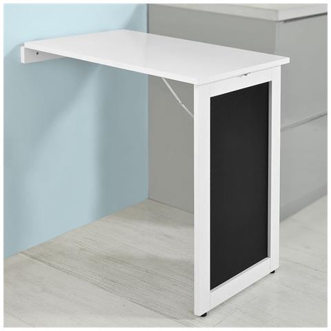 Sobuy Tavolo Da Muro Pieghevole Con Lavagna 75 50 Cm Bianco Fwt20 W