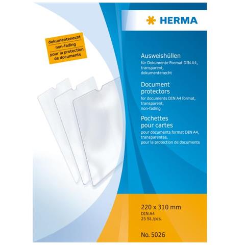 Ausweishlle, Pp, 1-fach, 0,14 Mm, 220 X 310 Mm Dokumentenecht, Transparent, Reifest, Griffaussparung Fr - 25 Stck (5026) - Foto 1