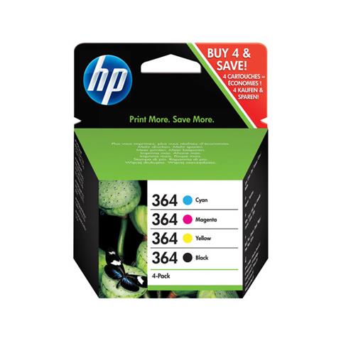 E5Y86aE#301 Cartuccia Ink Originale 364 Nero Ciano Magenta Gialla per HP Deskjet 3520 Capacità 1200 Pagine Blister 4 pezzi - Foto 1