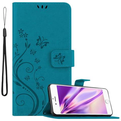 Cadorabo Custodia Compatibile Con Apple Iphone 6 Plus / Iphone 6s Plus In Blu Fiore - Coperchio Protettivo In Design Floreale Con Chiusura Magnetica, Funzione Stand E Slot Per Carte - Foto 1