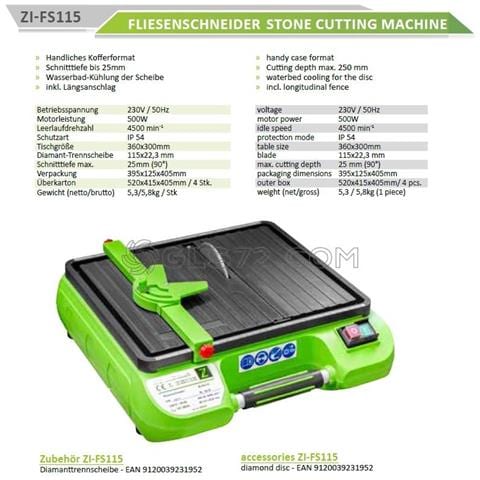 Tagliapiastrelle Elettrica Ad Acqua Taglierina Piastrelle Zi-fs115 - Foto 4