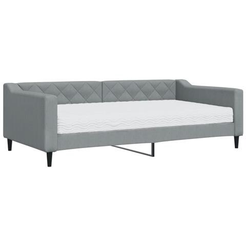 Divano Letto Con Materasso Grigio Chiaro 100x200 Cm In Tessuto - Foto 1