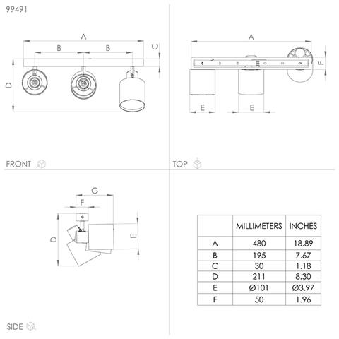 Plafoniera Industrial Batallas 3 Luci Legno Marrone E Nero - Foto 3