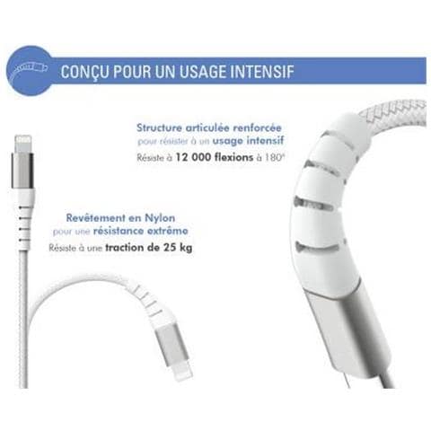 Cavo Usb A/lightning Rinforzato 3 M - 2,4 A Bianco, Bianco - Foto 3