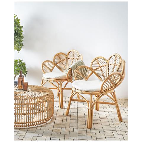 Set Di 2 Sedie Peacock Florentine Ii Rattan Naturale - Foto 1