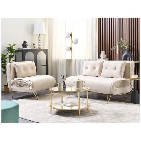 Set Da Salotto 3 Posti Vestfold Velluto Beige - Foto 1