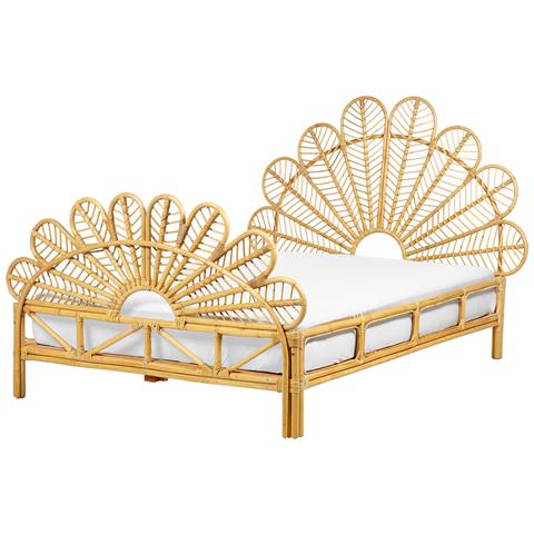 Letto Matrimoniale Rattan Legno Chiaro 140 X 200 Cm Florentine - Foto 2