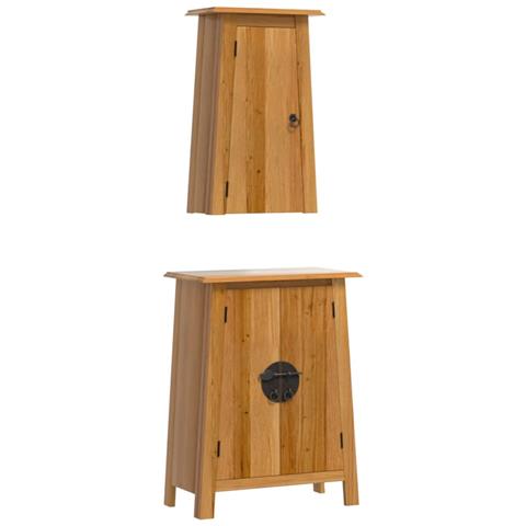 Set Mobili Da Bagno 2 Pz In Legno Massello Di Pino - Foto 2