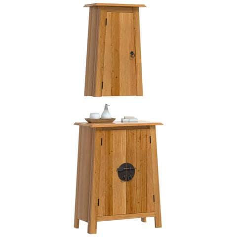 Set Mobili Da Bagno 2 Pz In Legno Massello Di Pino - Foto 3