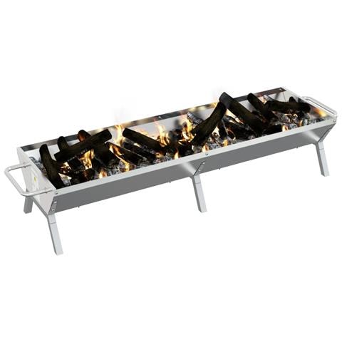 Vassoio Per Barbecue Argento 158x42x31 Cm Acciaio Inox - Foto 3