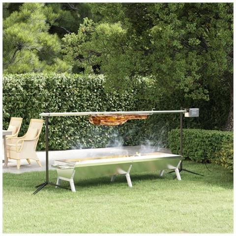 Vassoio Per Barbecue Argento 158x42x31 Cm Acciaio Inox - Foto 1