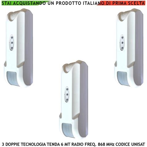 Sensore Movimento Balcone Doppia Tecnologia Tenda 3 Pezzi Copertura 6 Metri Frontali Prof. 1,8 Mt Via Radio Freq. 868 - Foto 1