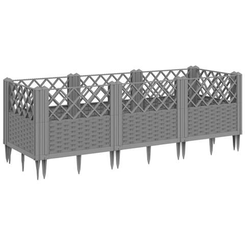 Fioriera Giardino Picchetti Grigio Chiaro 123,5x43,5x43,5 Cm Pp - Foto 1