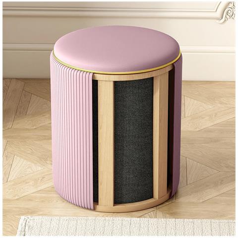 Pouf Contenitore Ecopelle Rosa Decoro Oro Poggiapiedi Seduta Imbottita 35x45cm - Foto 2