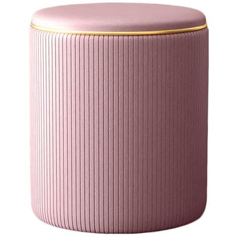 Pouf Contenitore Ecopelle Rosa Decoro Oro Poggiapiedi Seduta Imbottita 35x45cm - Foto 1