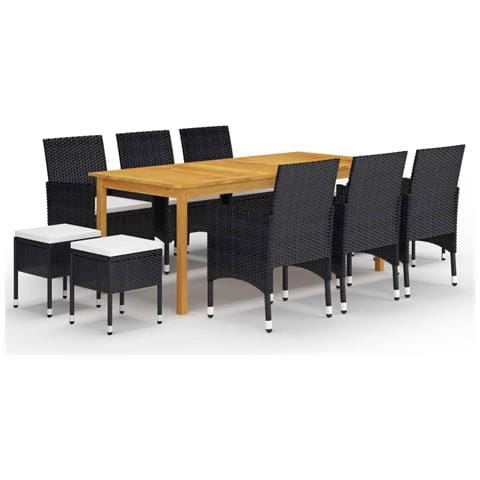 Set Mobili Da Pranzo Per Giardino 11 Pz Nero - Foto 1