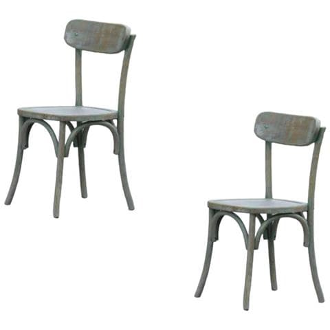 Set 2 Sedie In Legno Verde Consumato Effetto Shabby 44x42x86 - Foto 1