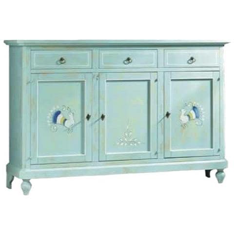Madia Credenza 3 Porte In Legno Shabby Chic Verde Consumato 160x50x102 - Foto 1