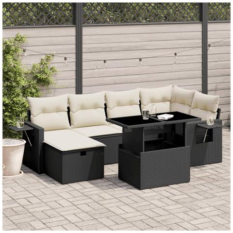 Set Divani Da Giardino Con Cuscini 7pz Nero Polyrattan - Foto 8