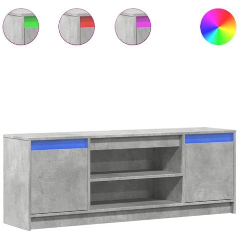 Mobile Porta Tv Con Led Grigio Cemento 139,5x34x50cm Truciolato - Foto 2