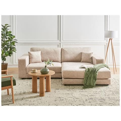 Divano Angolare Lofoten Velluto Beige 3 Posti Lato Sinistro - Foto 1