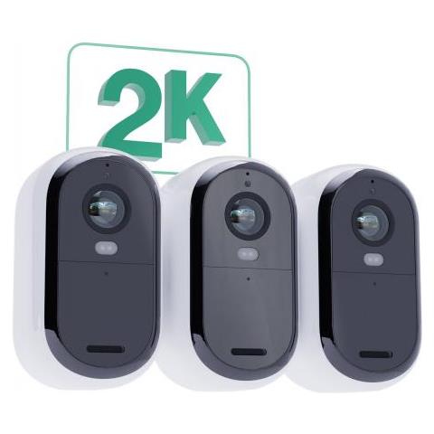 Essential Telecamera Di Sorveglianza Per Esterni 2k Con Pannelli Solari, Set Da 3 - Foto 1