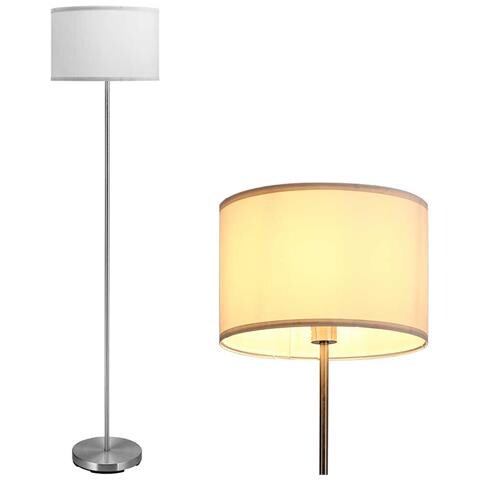Lampada Piantana da Terra 160cm Design Moderno Paralume E27 60W Tessuto Bianco - Foto 1